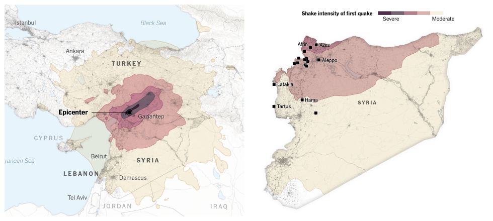 seismos tourkia syria xartes