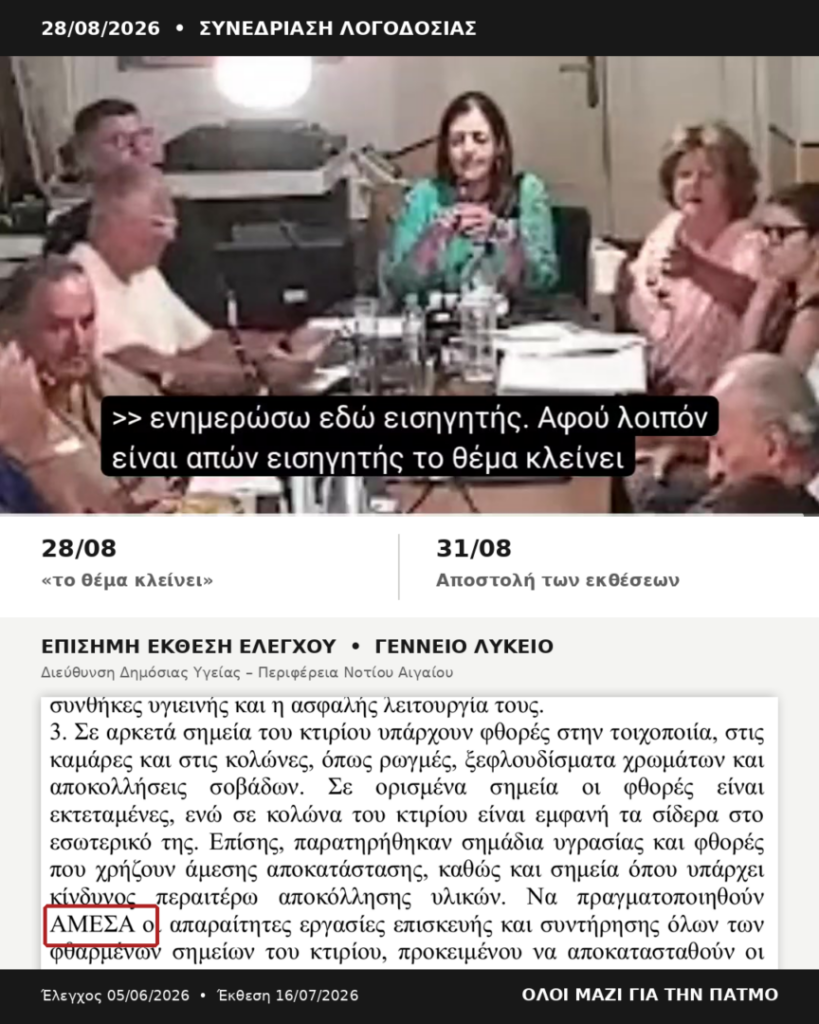 ΟΛΟΙ ΜΑΖΙ ΓΙΑ ΤΗΝ ΠΑΤΜΟ: Για τη λειτουργία του Δημοτικού Συμβουλίου και όσα δεν ακούστηκαν στη λογοδοσία της 28ης Αυγούστου